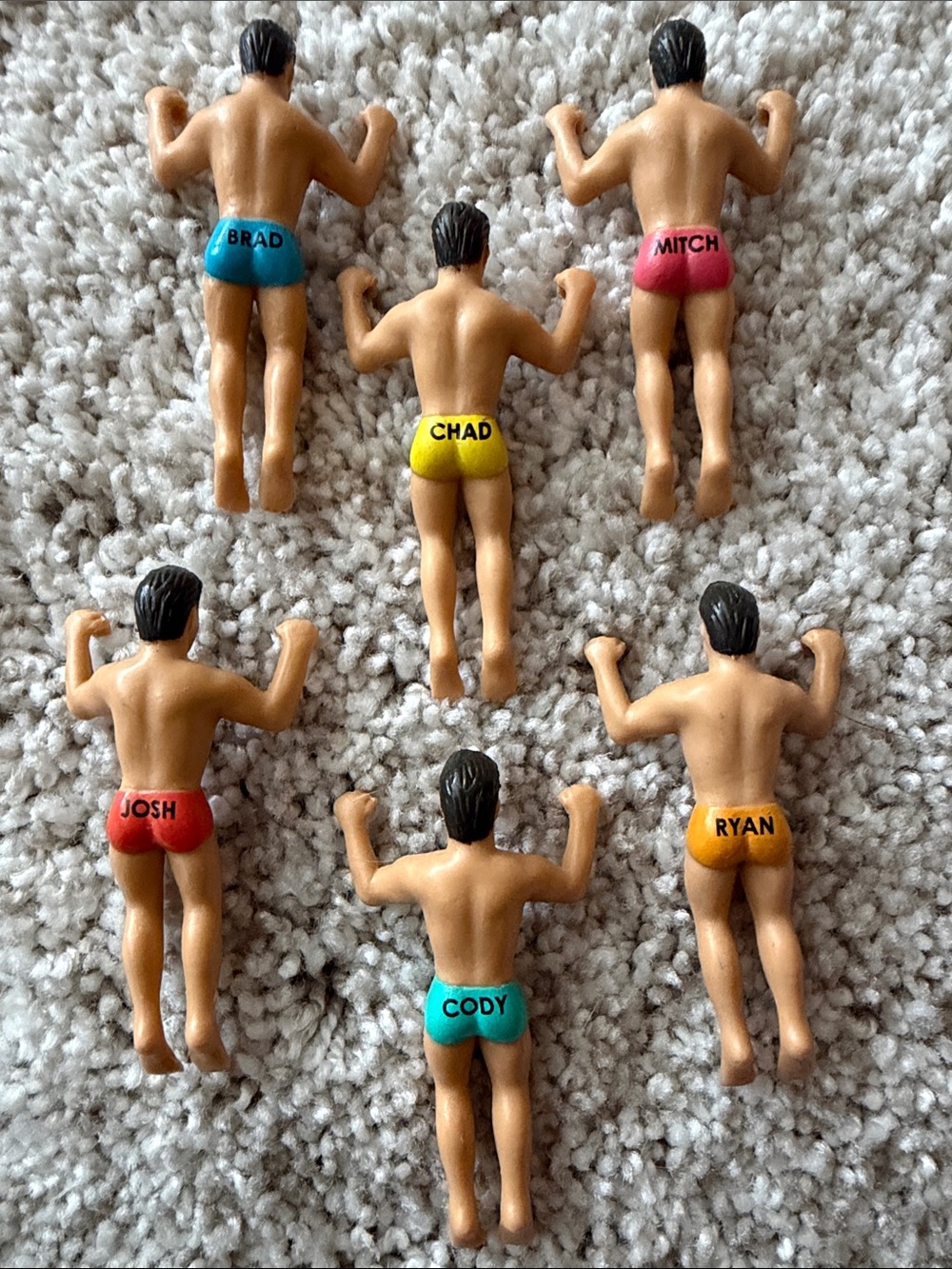 Whimsical Hunky Guys Wine Glass Charms